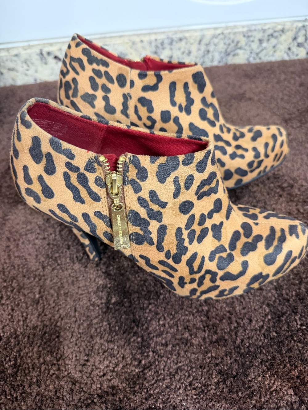 Christian Siriano Leopard Print Ankle Booties
